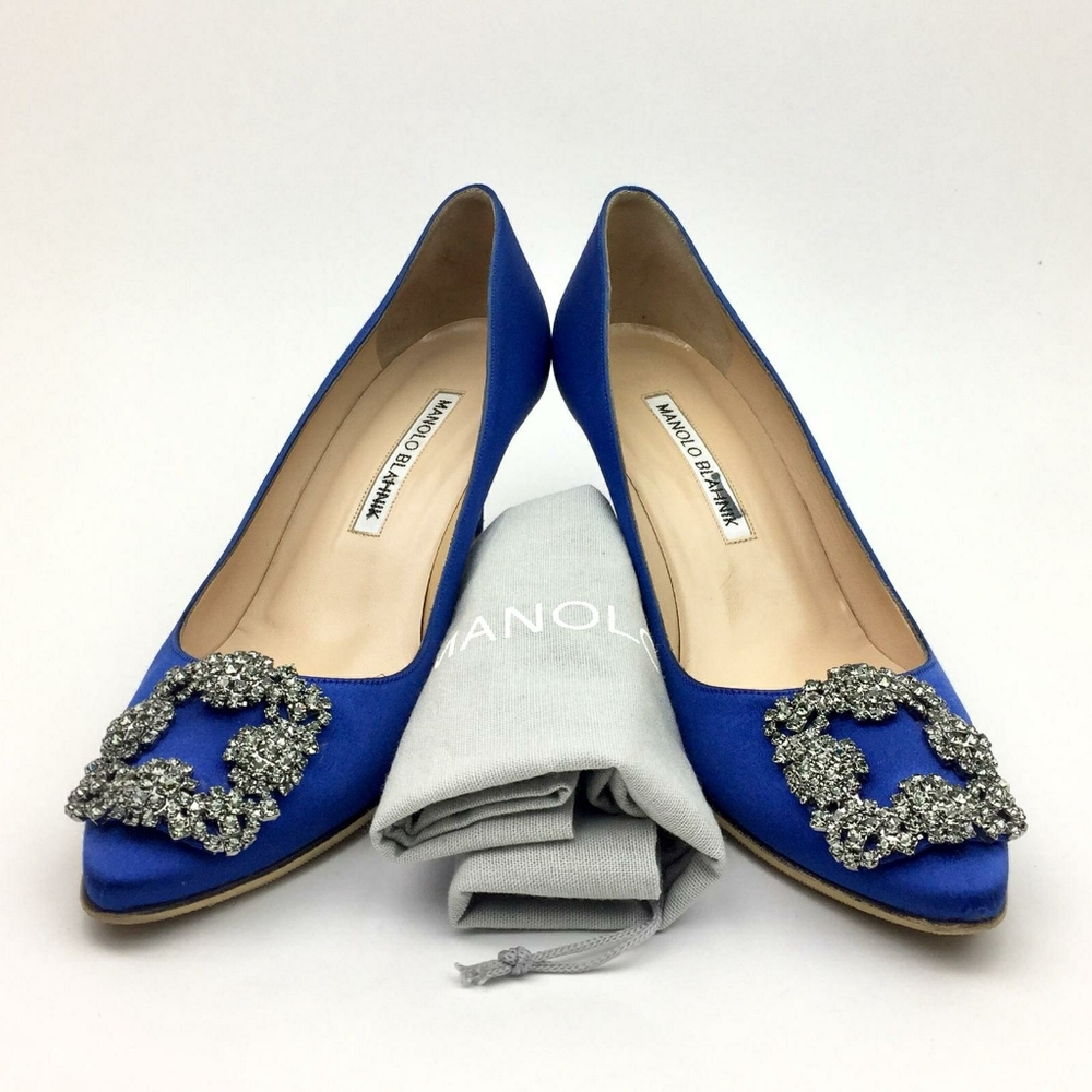 Manolo Blahnik Royal Blue Embellished Heels